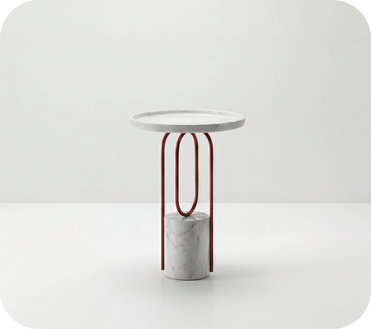 Devran — pendant light in marble and steel with a red line